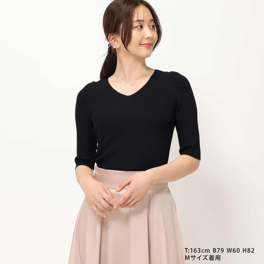 【期間限定価格】ベーシック5分袖タックリブニット/MM428304