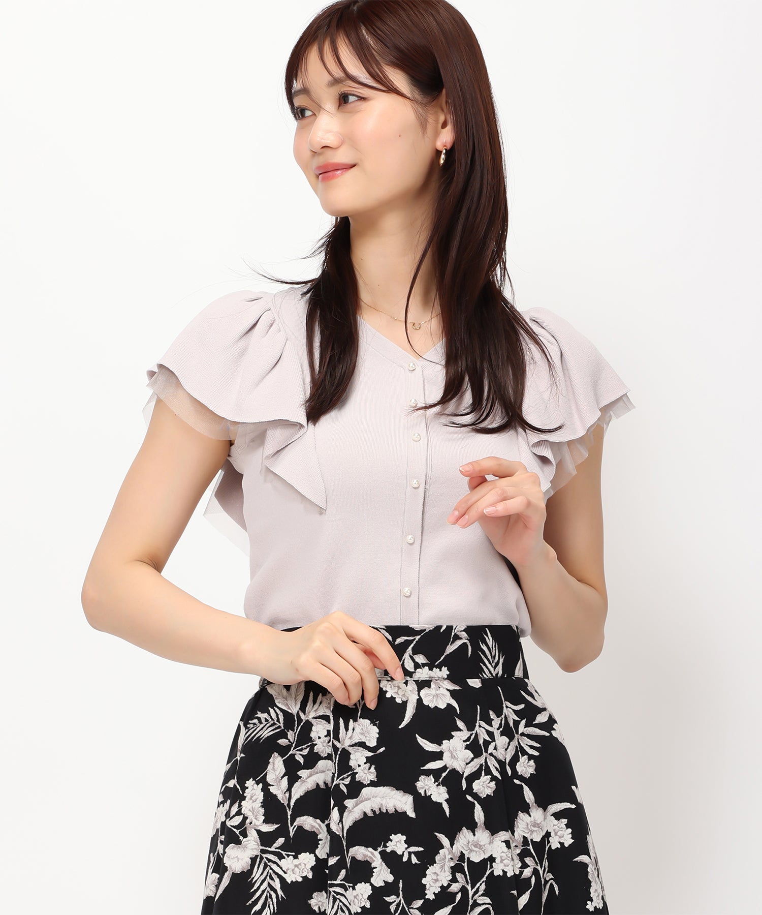 新品 ミッシュマッシュ コサージュ付ロングニットカーディガン