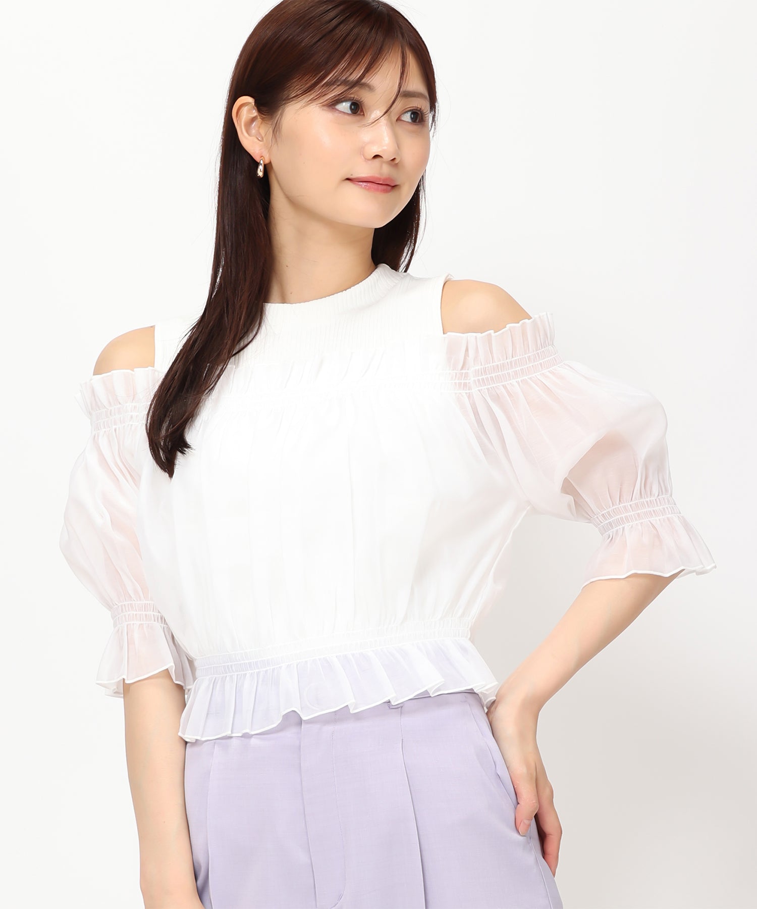 トップス kiitos.m コンパクトクールローレル天竺 ビスチェレイヤード風カットソー