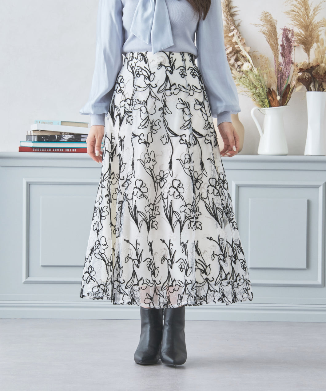 モール刺繍チュールスカート/MM437209