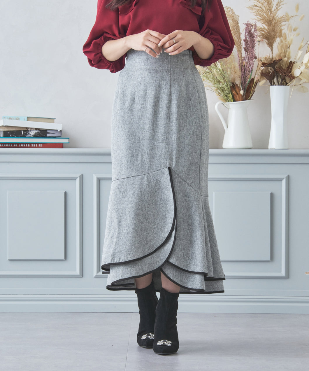 配色アシメフリルスカート/MM437214