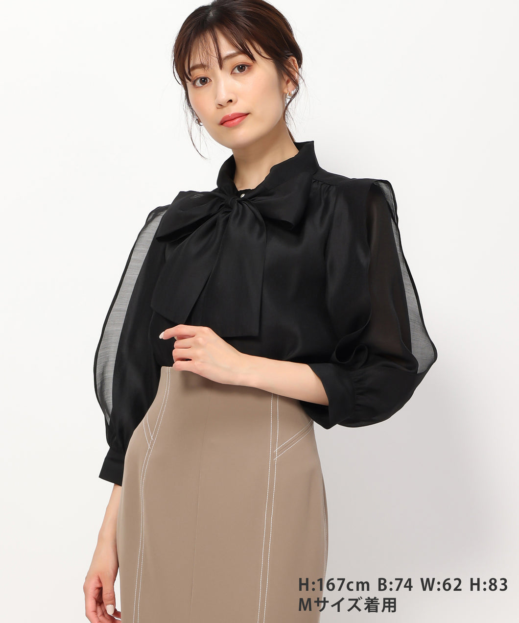 ラメシアーリボンブラウス/MM438105