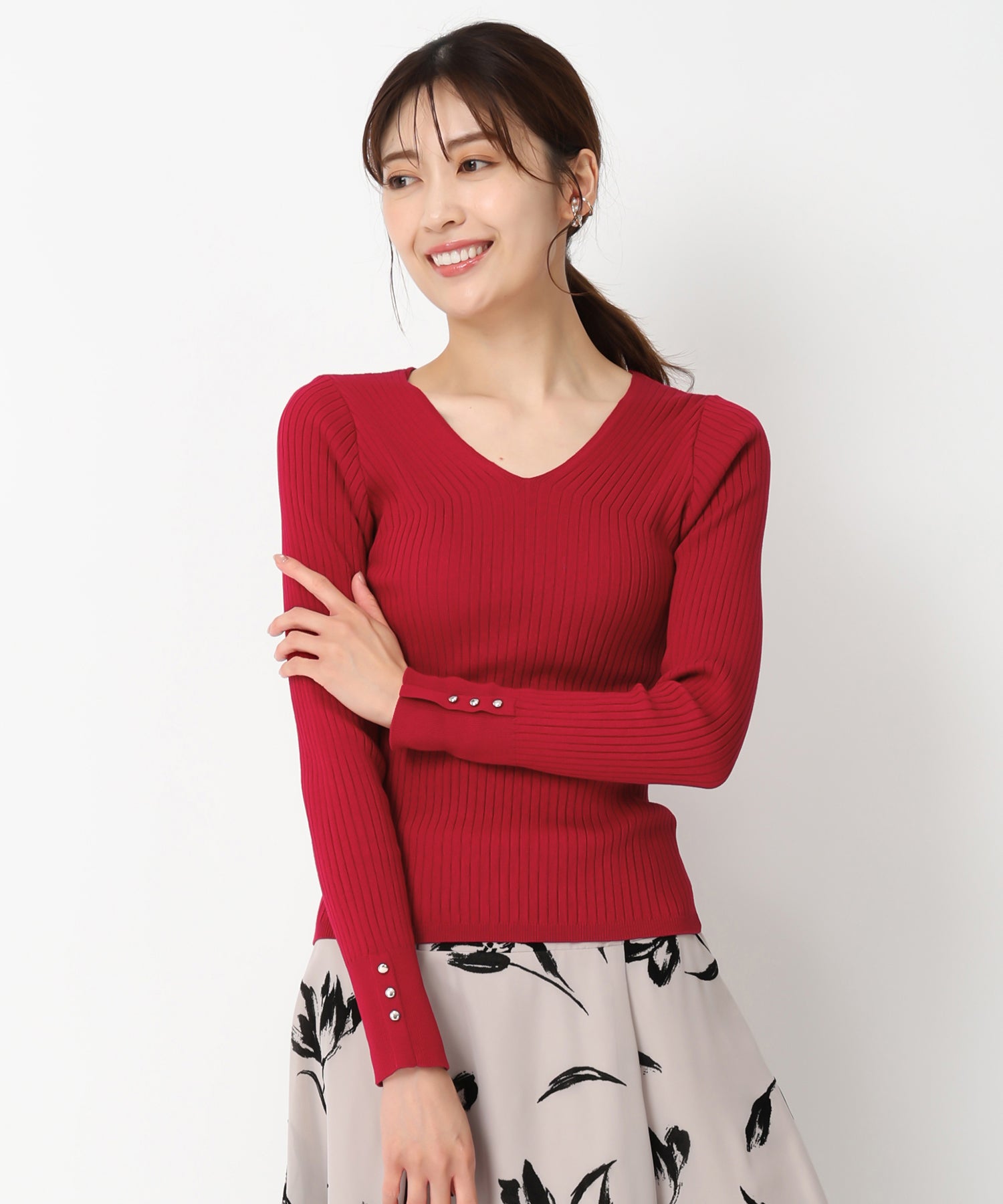 Mの6枚「ベージュ3枚とパープル3枚」 ベーシック成型編みVネックリブニット/MM438306 – MISCH MASCH