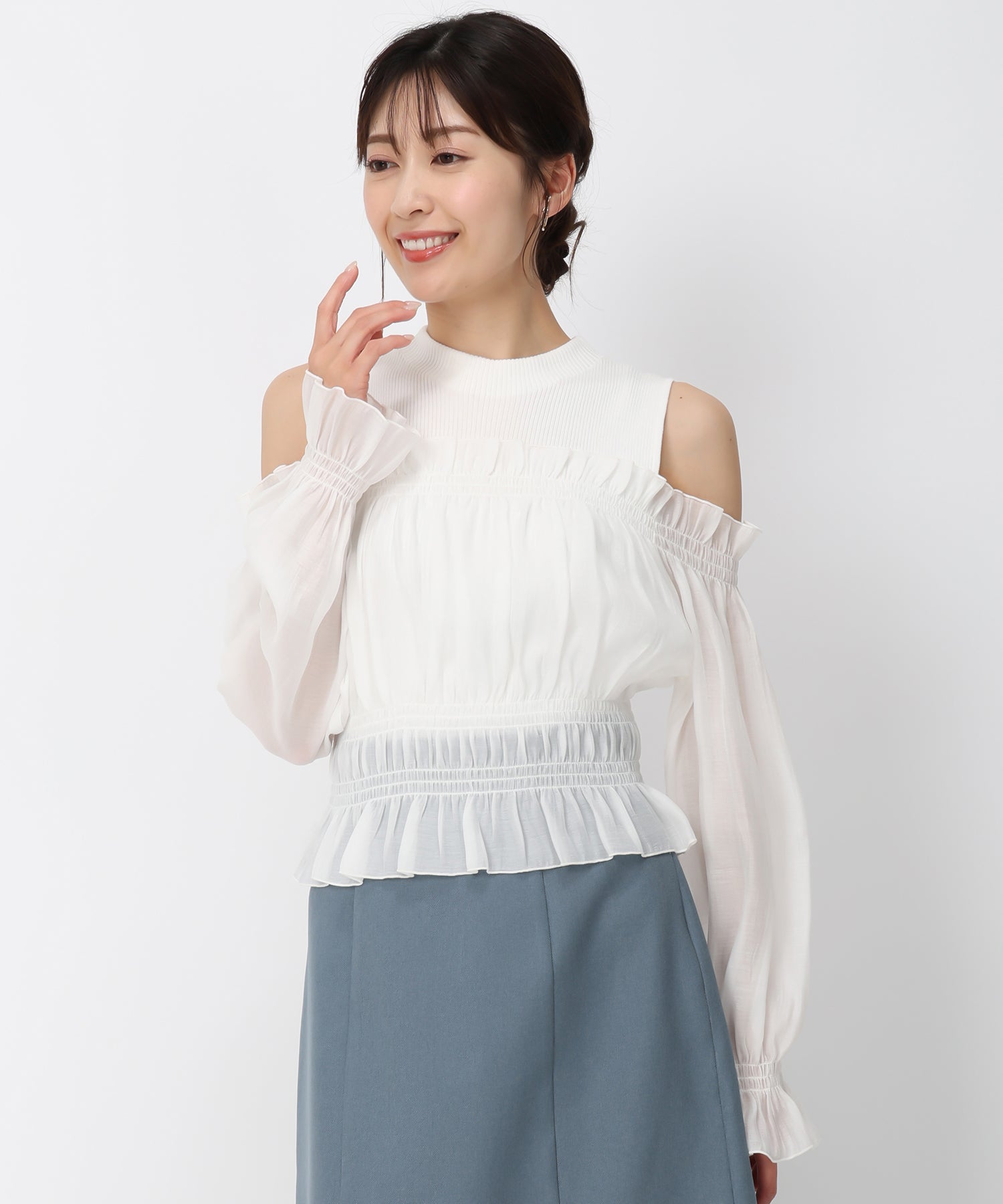 ミッシュマッシュ2024春夏ギャザーオフショルドッキングニット/MM428313 ギャザーオフショルドッキングニット/MM428313 – MISCH MASCH|31