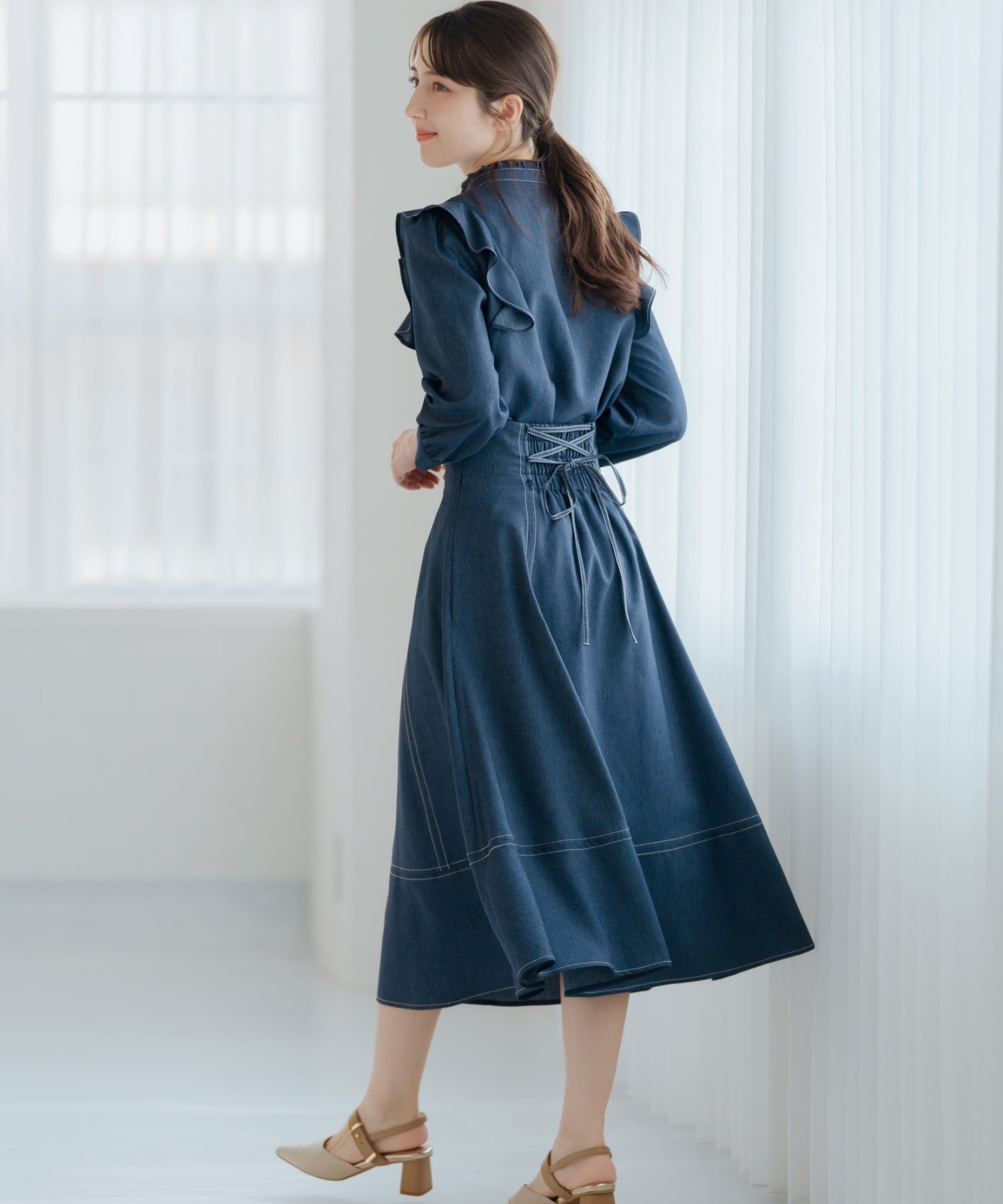 バックレースアップポリデニムスカート/MM517213 – MISCH MASCH|31