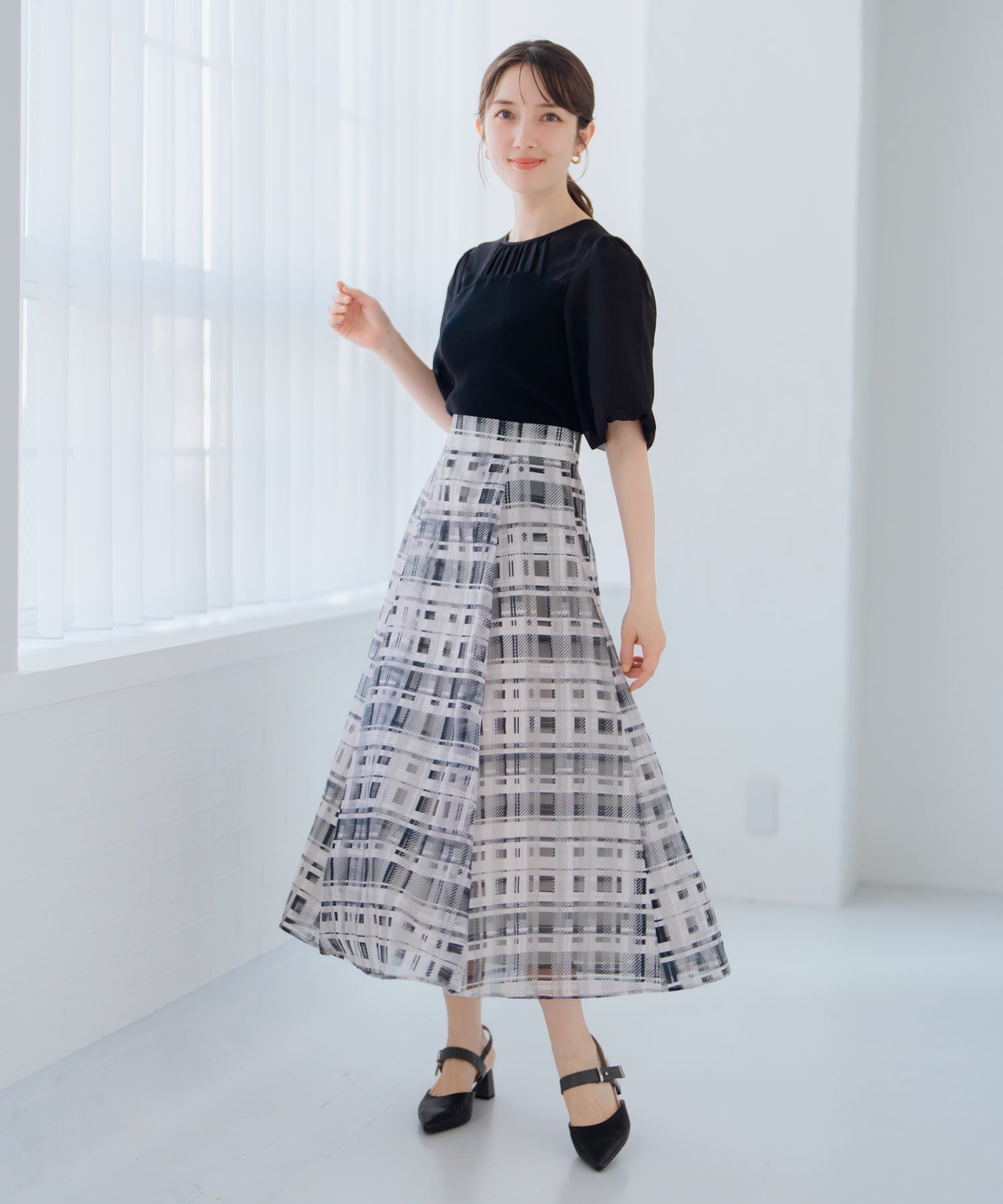 ❤︎新品❤︎MoNiLEメッシュチェック柄フレアスカート　ベージュ シアーチェックフレアスカート/MM517217 – MISCH MASCH|31 Sons
