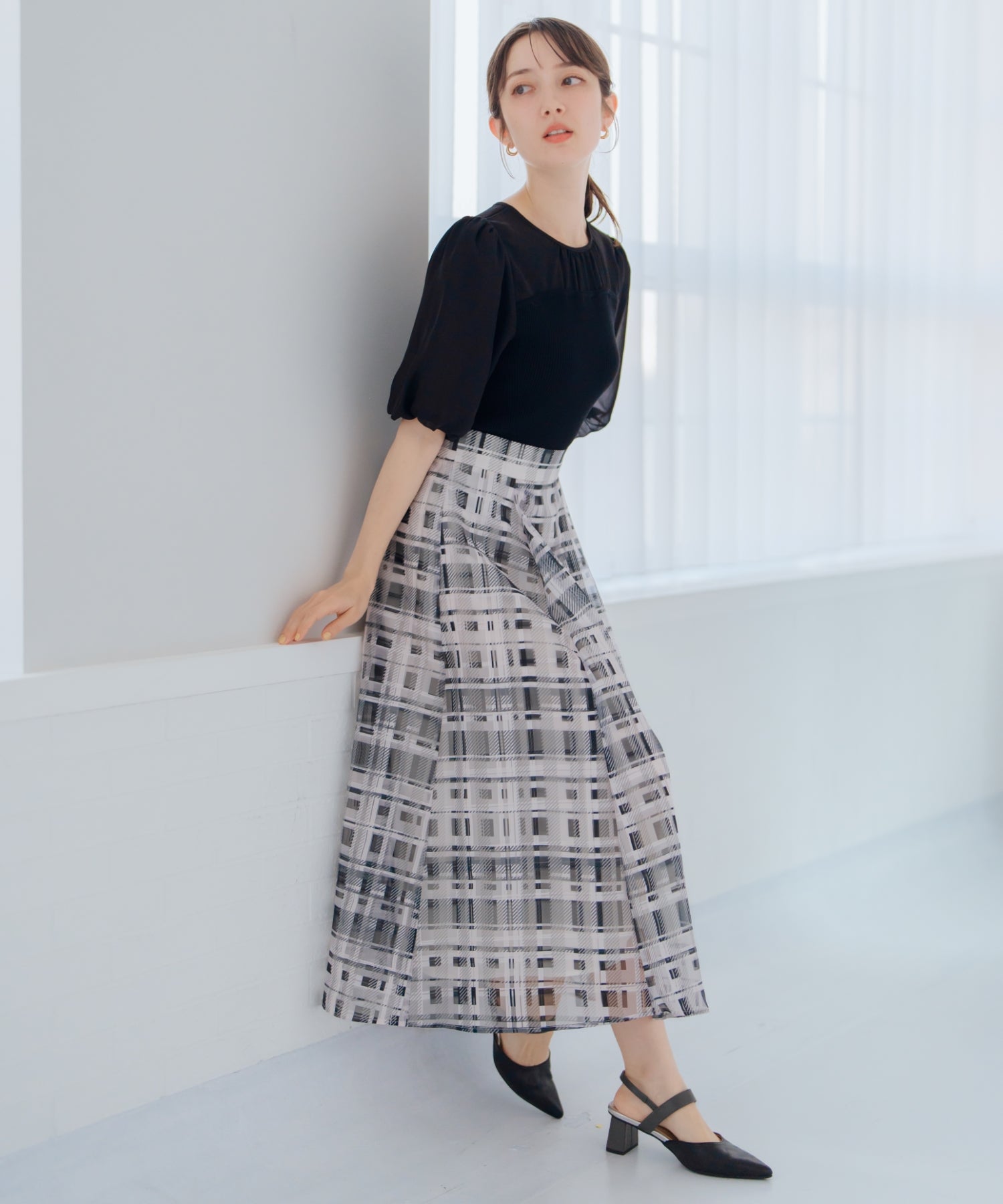 美品 MoNiLE シアーチェックフレアスカート ブラック シアーチェックフレアスカート/MM517217 – MISCH MASCH|31 Sons
