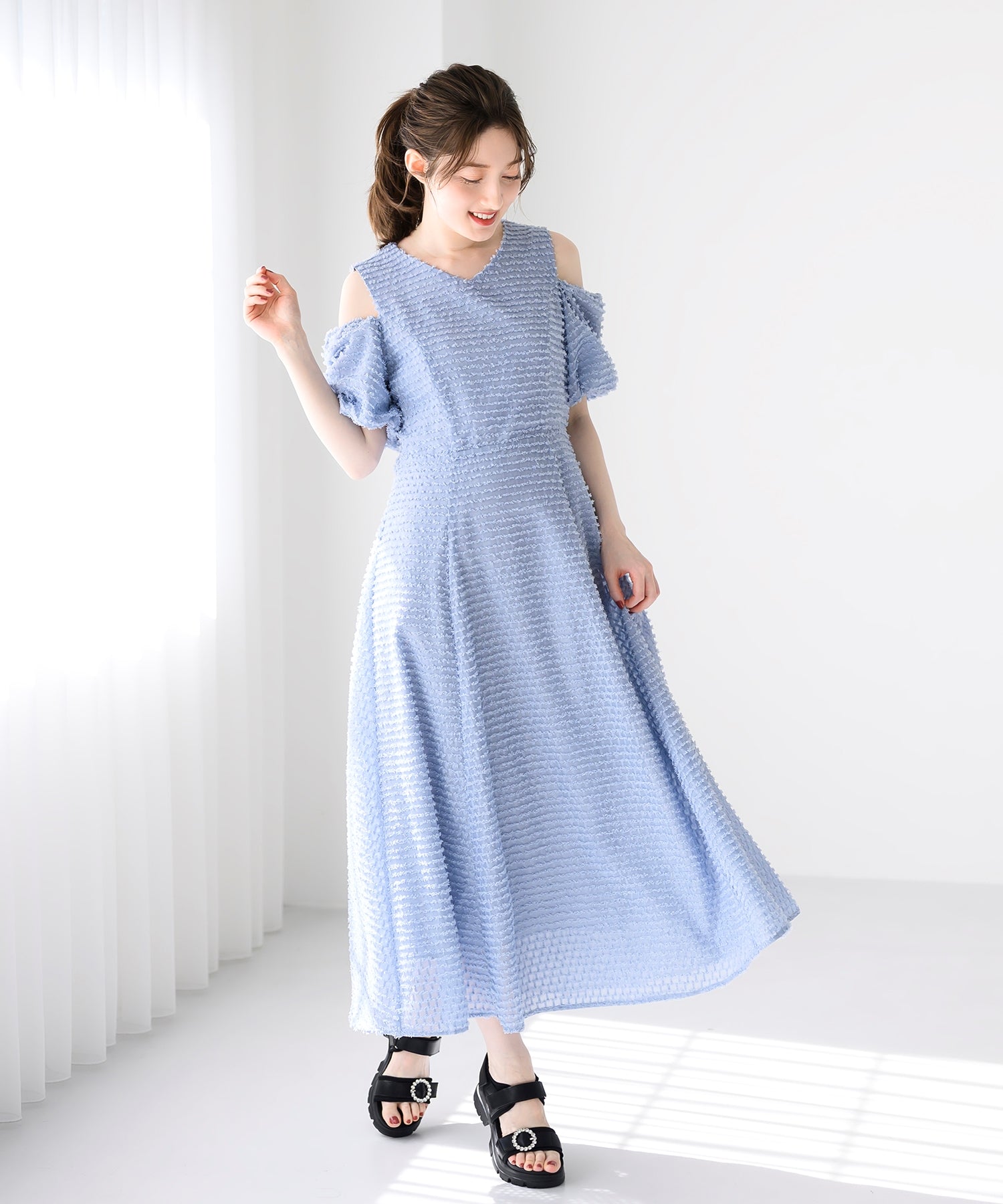 DOUBLE STANDARD CLOTHINGカットドビープリーツワンピース