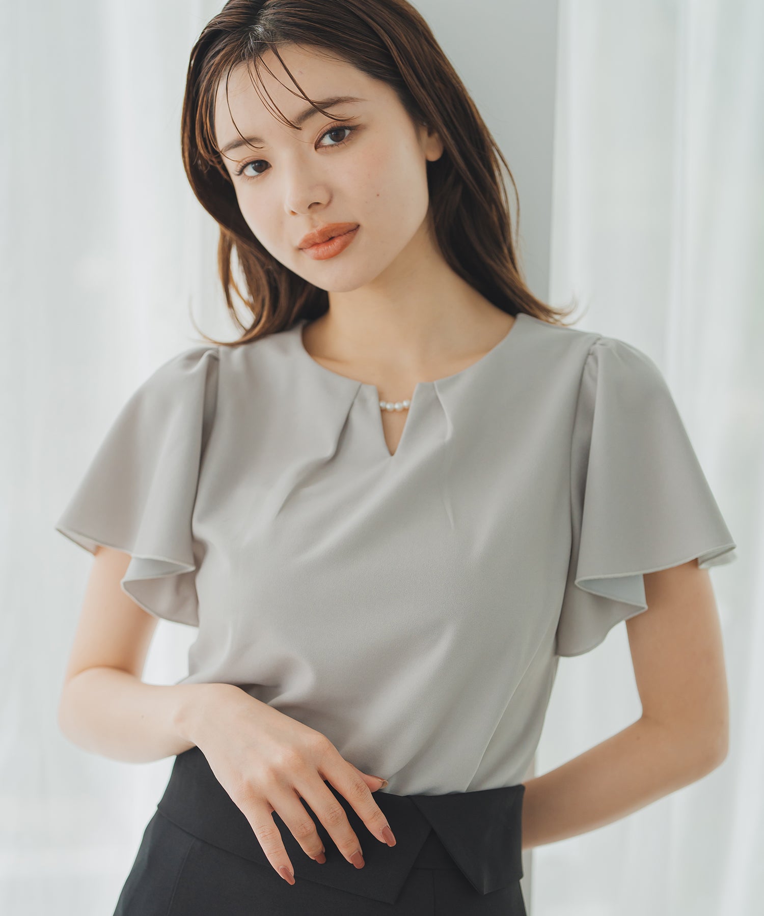 see through marble blouse / mint （シースルーマーブル