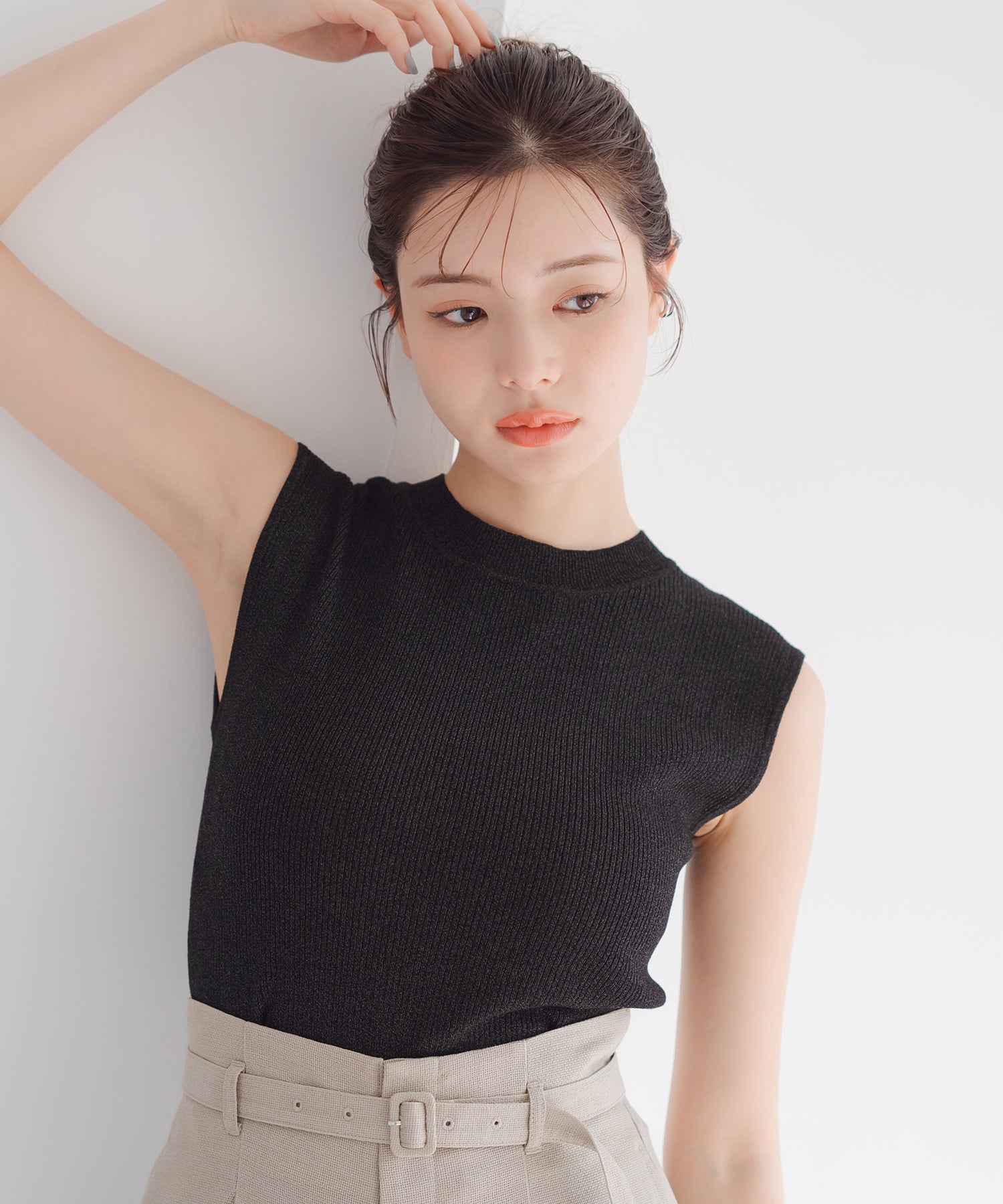 athletic wear MASON MESH KNIT ドゥーズィエムクラス HIGH GAUGE C SINGLE JERSEY SLASH DESIGN KNIT(S Black