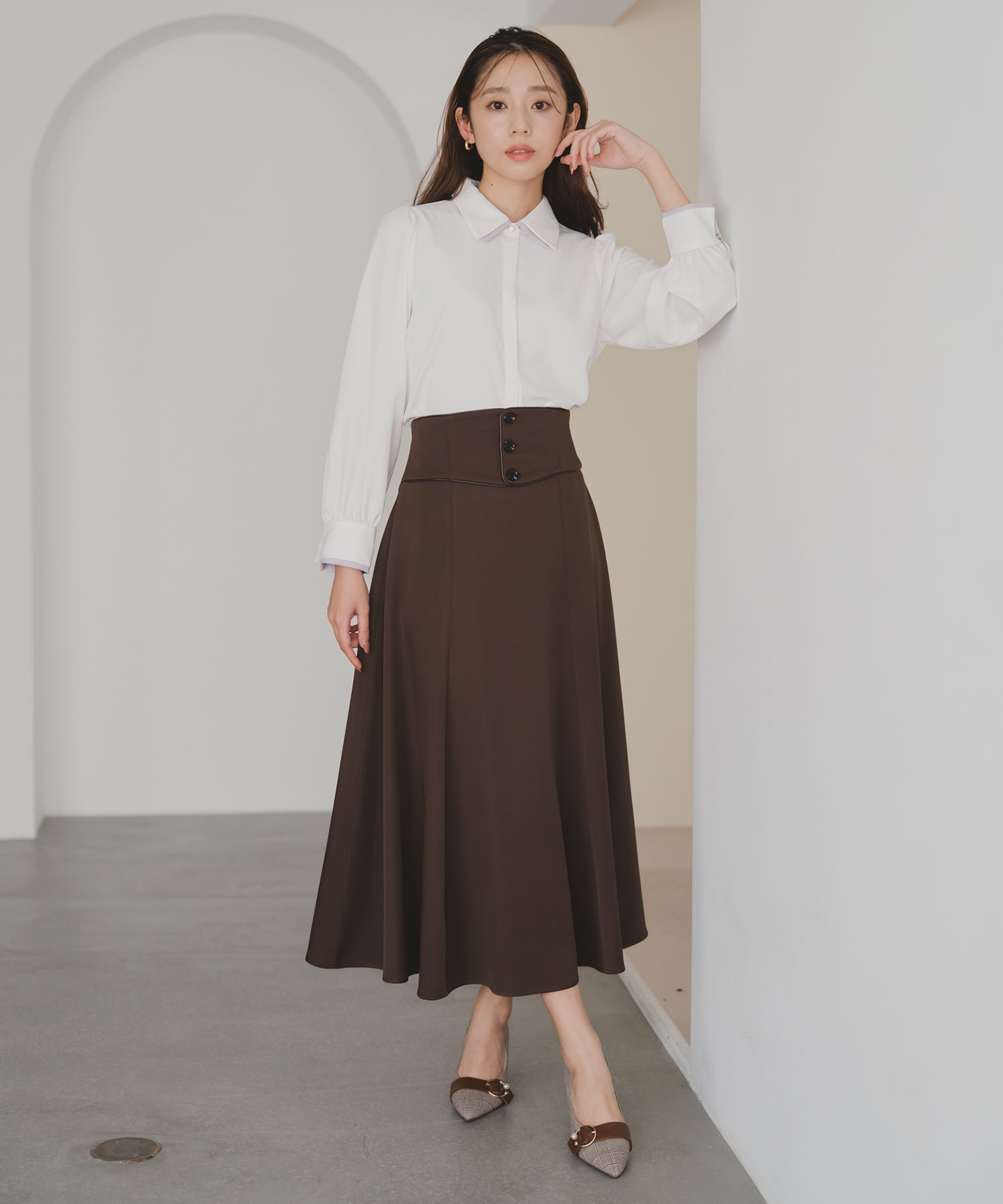 milklim スカート パイピングコルセットベルトAラインスカート/MM547211 – MISCH MASCH