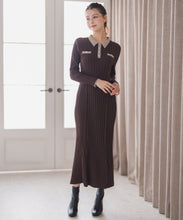 画像をギャラリービューアに読み込む, 配色ポロ衿ワイドリブニットワンピース/MM547412
