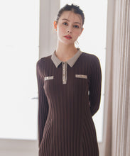 画像をギャラリービューアに読み込む, 配色ポロ衿ワイドリブニットワンピース/MM547412
