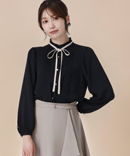 画像をギャラリービューアに読み込む, ピンタック配色リボンブラウス/MM548102
