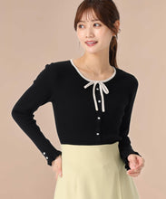 画像をギャラリービューアに読み込む, フリル袖配色リボンニット/MM548309
