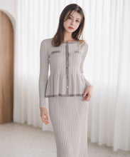 画像をギャラリービューアに読み込む, ワイドリブ配色ペプラムカーディガン/MM548405
