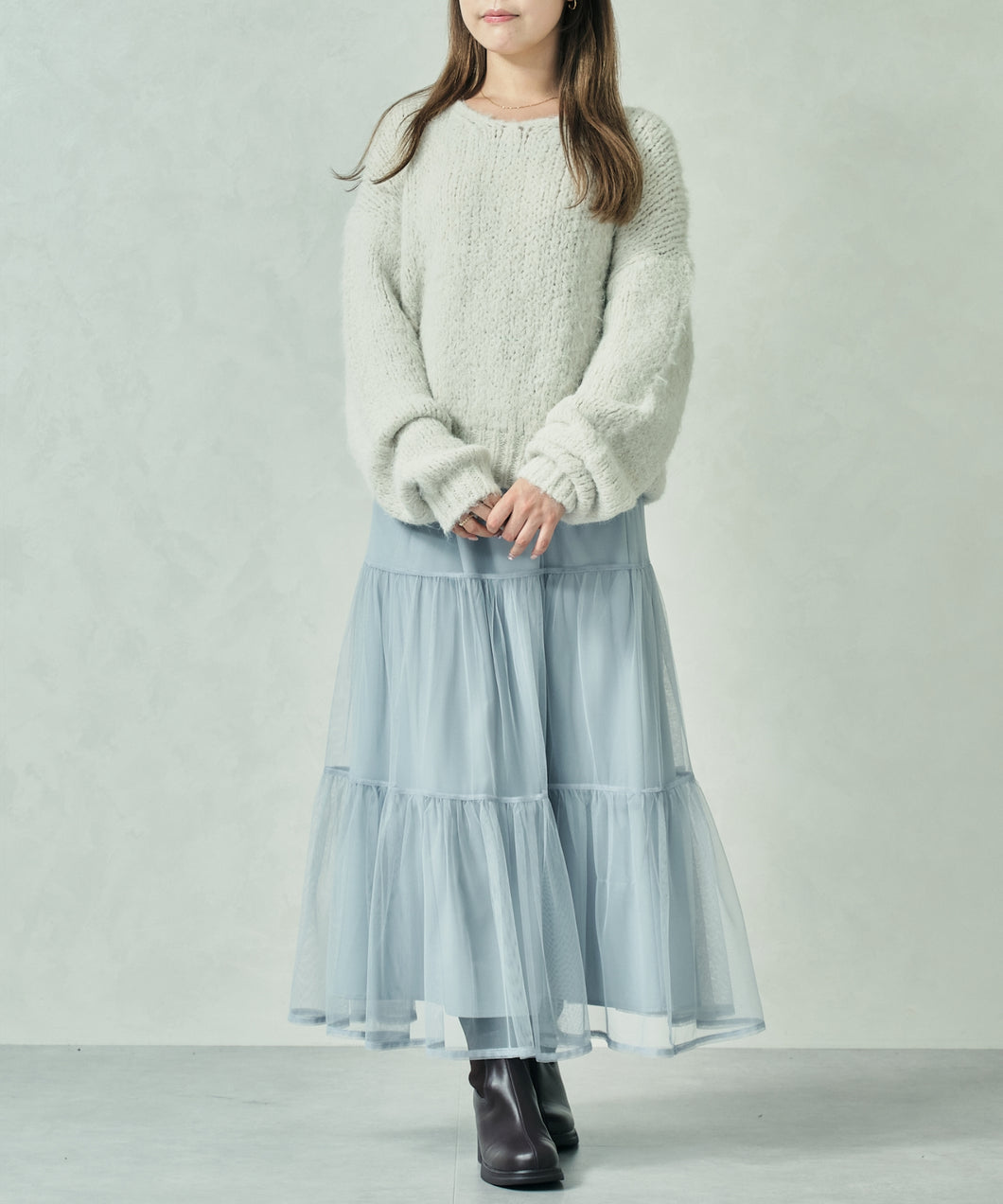 WEB限定　ニット×チュールスカートセットアップ/MM557408