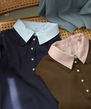 画像をギャラリービューアに読み込む, 配色シャツレイヤードニット/MM558309
