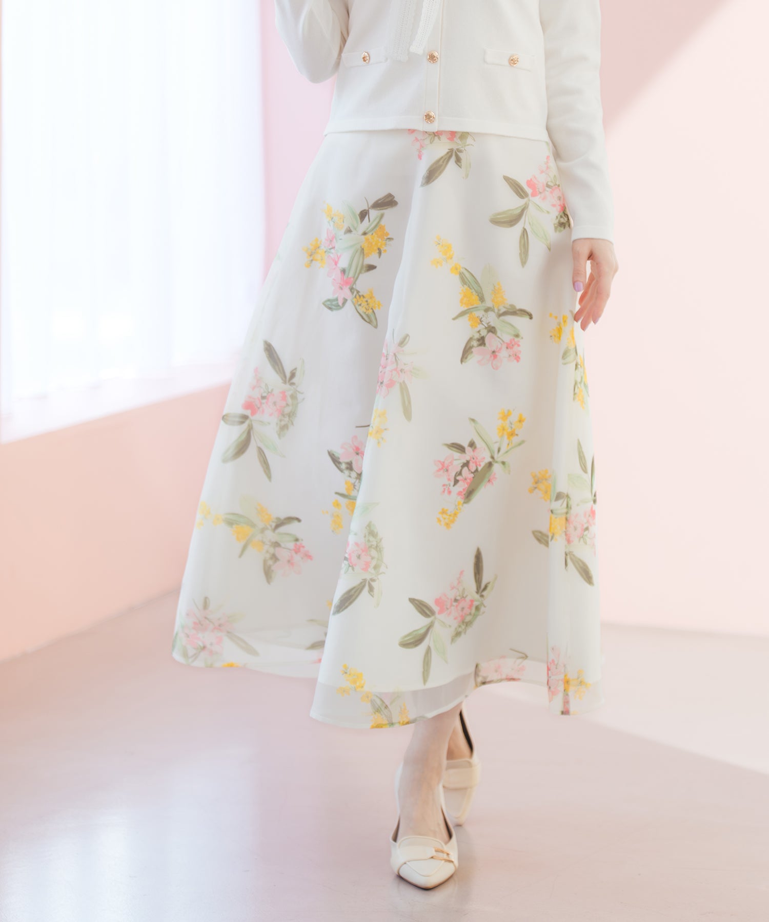 オーガンジー フラワー ミスティック 2色展開】花柄オーガンジーワンピース | mystic(ミスティック