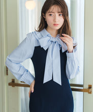画像をギャラリービューアに読み込む, 【WEB限定予約販売/1月下旬発売予定】タイ付きシャツドッキングニットワンピース/MM617403
