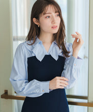 画像をギャラリービューアに読み込む, 【WEB限定予約販売/1月下旬発売予定】タイ付きシャツドッキングニットワンピース/MM617403
