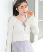 画像をギャラリービューアに読み込む, レースラッフル配色リボンニット/MM618307
