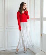 画像をギャラリービューアに読み込む, 【予約販売/3月下旬発売予定】透かし柄フレア袖配色スパークカーディガン/MM618405
