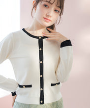 画像をギャラリービューアに読み込む, 配色トリミングベーシック金釦カーディガン/MM618406
