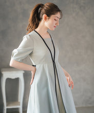 画像をギャラリービューアに読み込む, フロントプリーツ配色ワンピース/MM627401
