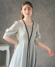画像をギャラリービューアに読み込む, フロントプリーツ配色ワンピース/MM627401
