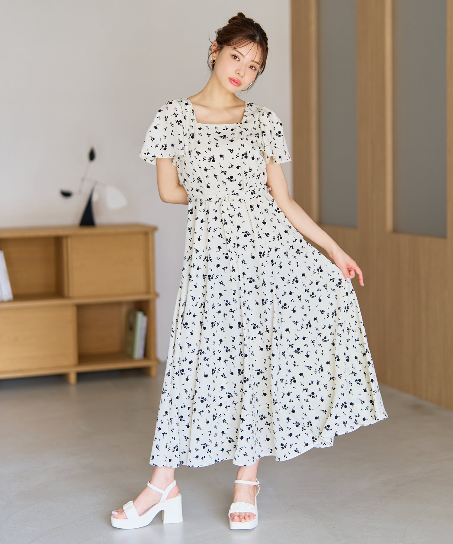 ワンピース mican スクエアネックバックリボンAラインワンピース/MM627408 – MISCH MASCH