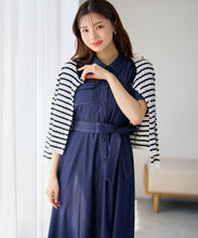 画像をギャラリービューアに読み込む, ステッチ配色パフスリーブシャツワンピース/MM627425
