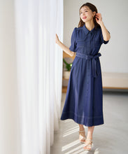 画像をギャラリービューアに読み込む, ステッチ配色パフスリーブシャツワンピース/MM627425
