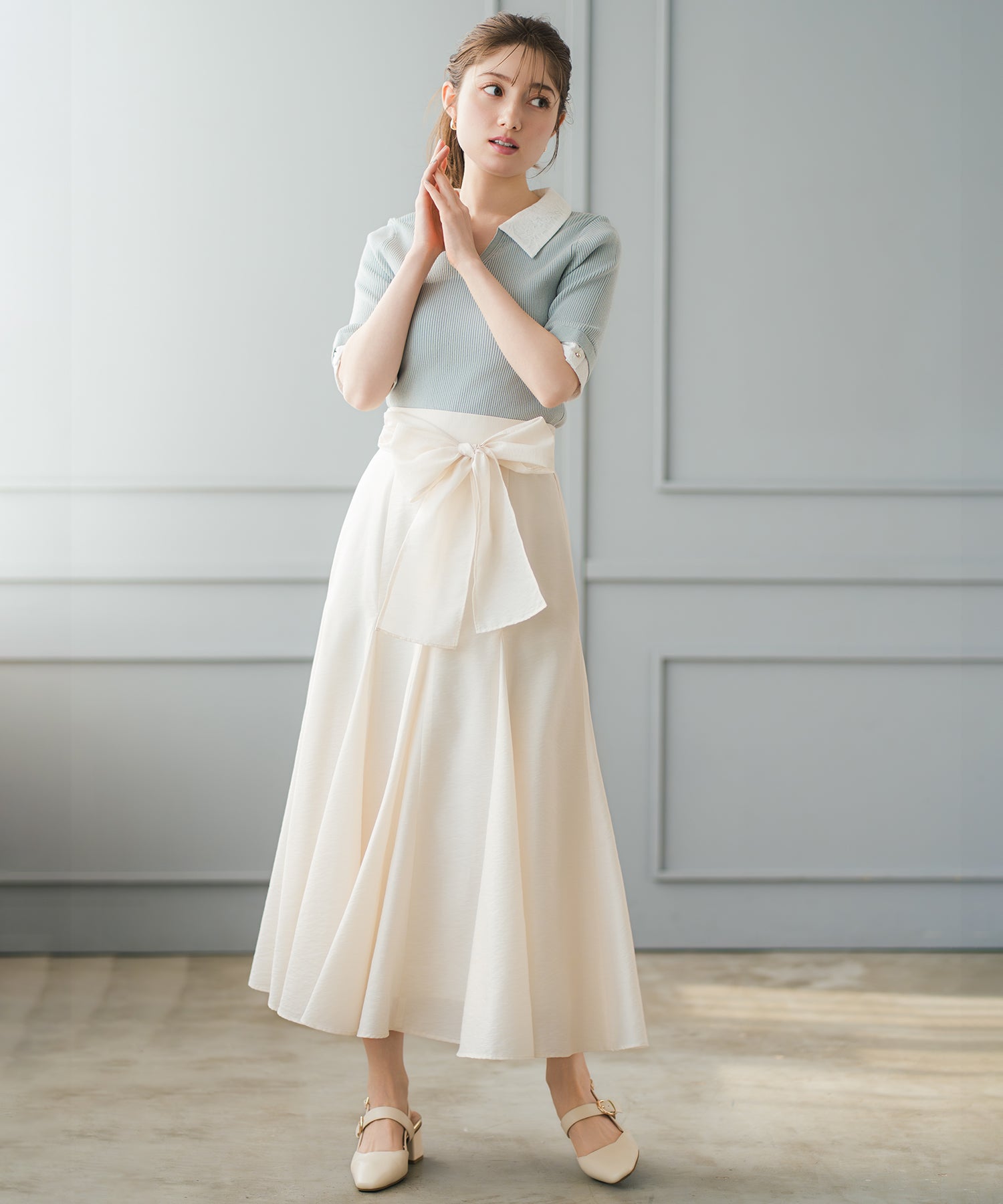 レースシャツレイヤード風スキッパーニット/MM628304 – MISCH MASCH|31