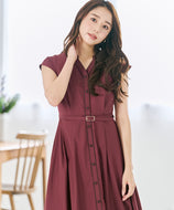 配色ラインフレンチスリーブワンピース/MM637401