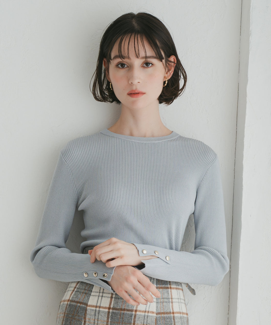 袖スリットボタンリブニット/TT548311