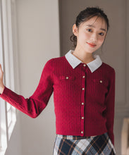 画像をギャラリービューアに読み込む, シャツ襟付きケーブルカーディガン/MM548410
