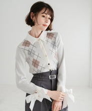 画像をギャラリービューアに読み込む, レイヤード襟アーガイルカーディガン/TT538406
