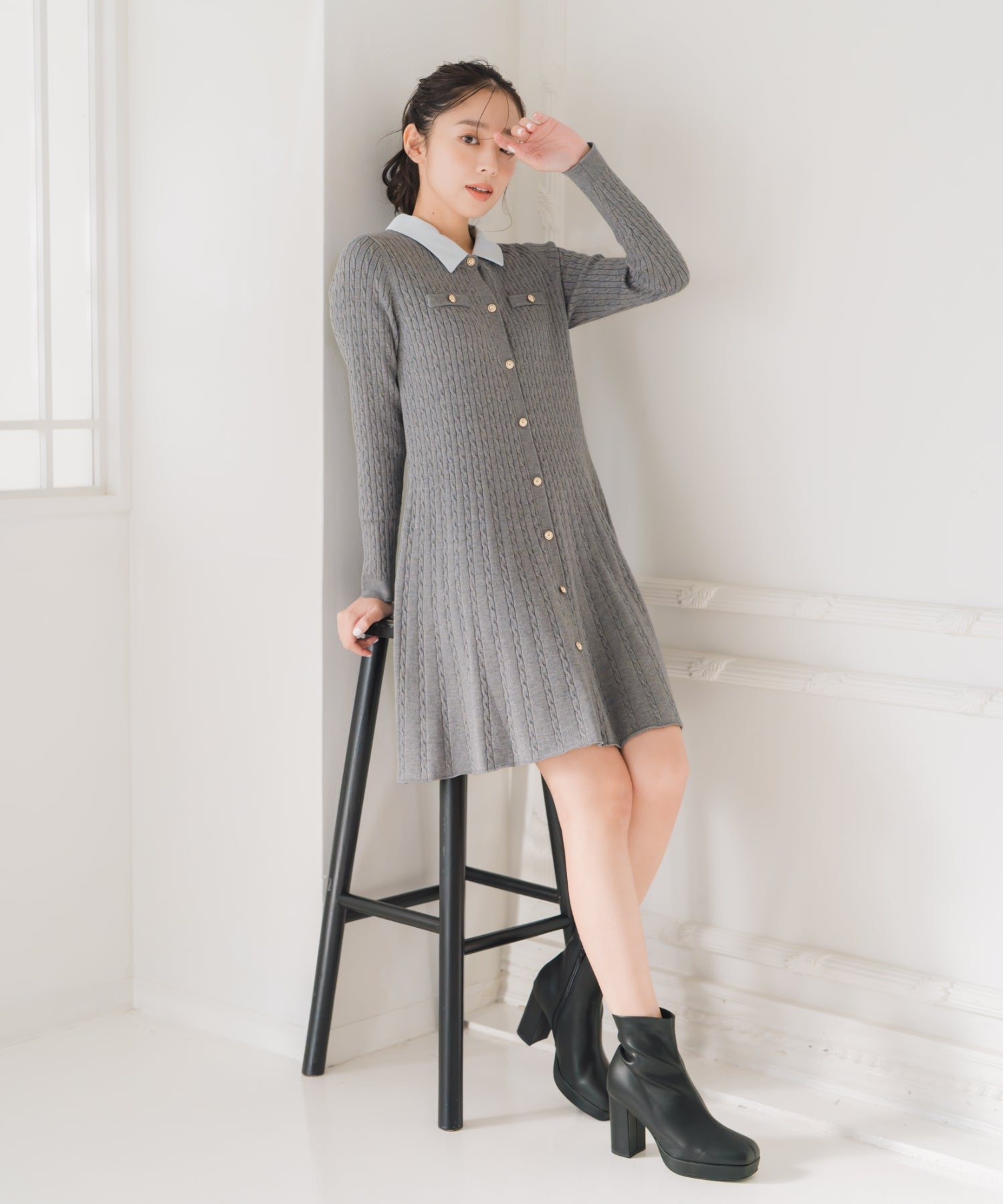 襟付きケーブルミニニットワンピース/MM547424 – MISCH MASCH|31 Sons