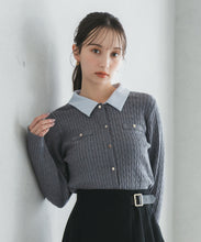 画像をギャラリービューアに読み込む, 襟付きケーブルカーディガン/TT548409
