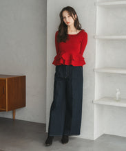 画像をギャラリービューアに読み込む, バックレースアップワイドデニムパンツ/TT537301
