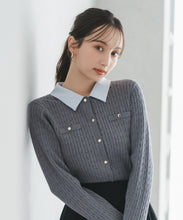 画像をギャラリービューアに読み込む, 襟付きケーブルカーディガン/TT548409
