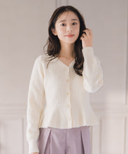 画像をギャラリービューアに読み込む, ぽこぽこVネックペプラムラメカーディガン/MM548409
