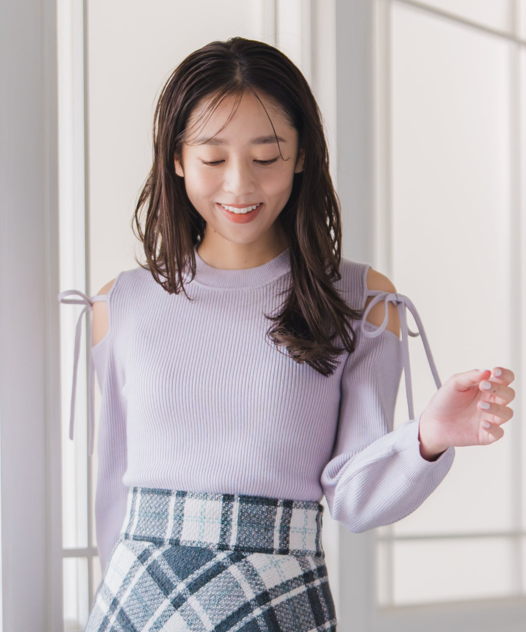 肩開きリボンニット/MM548315