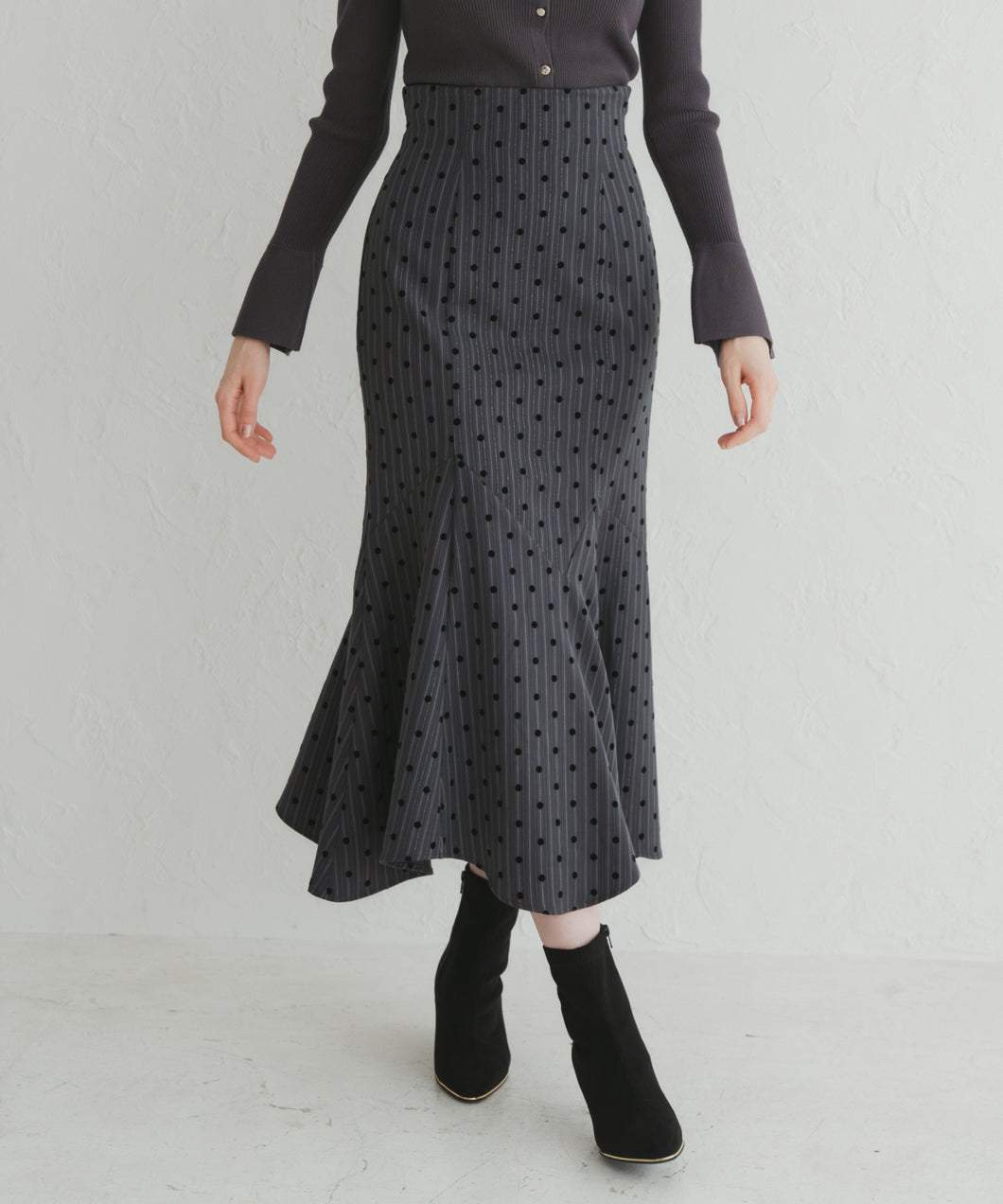 ストライプドットフロッキーマーメイドスカート/TT547214