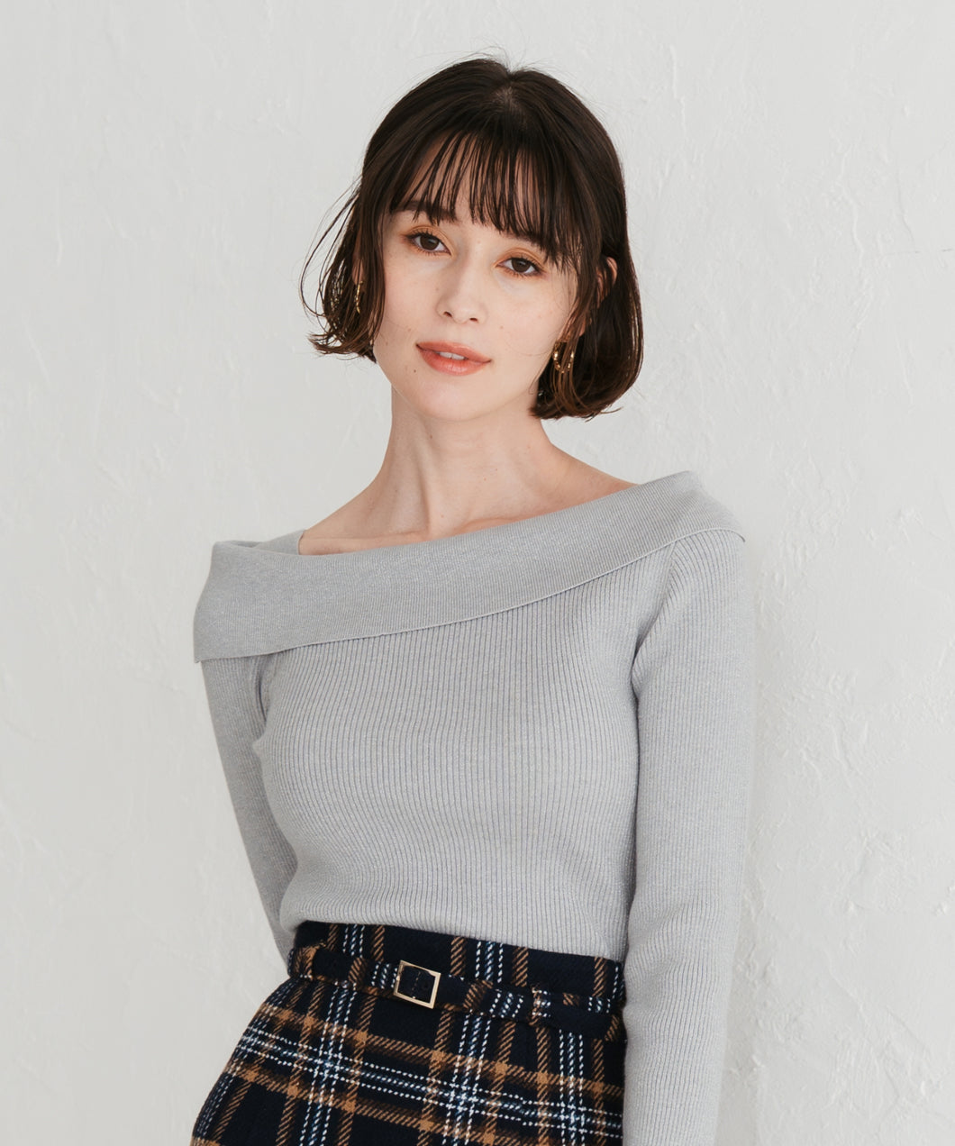 アシメデザインラメリブニット/TT548306