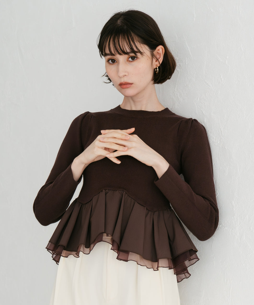 【予約販売/11月上旬発売予定】異素材切替ペプラムニット/TT548309