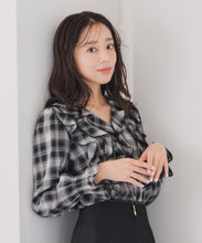 画像をギャラリービューアに読み込む, チェック柄フリルレイヤードブラウス/MM548106
