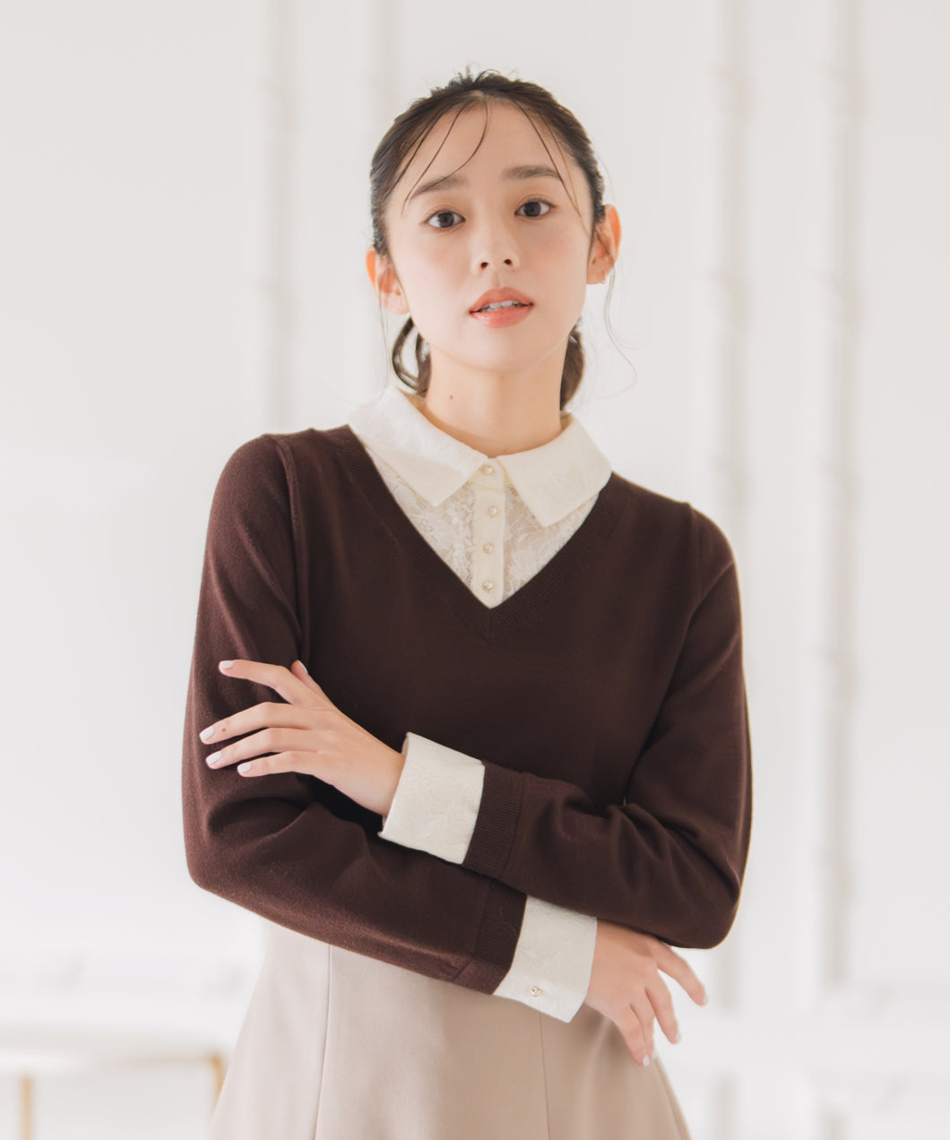 レースシャツドッキングニット/MM548319