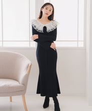 画像をギャラリービューアに読み込む, レースチュール襟マーメイドニットワンピース/MM547418
